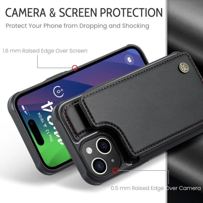 Bild 5, CASEME iPhone 15 Skal RFID Kickstand Plånbok Svart