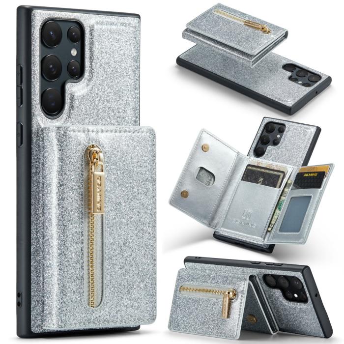 Bild 1, DG.MING Galaxy S24 Ultra Skal Magnetisk Plånbok Glitter Silver