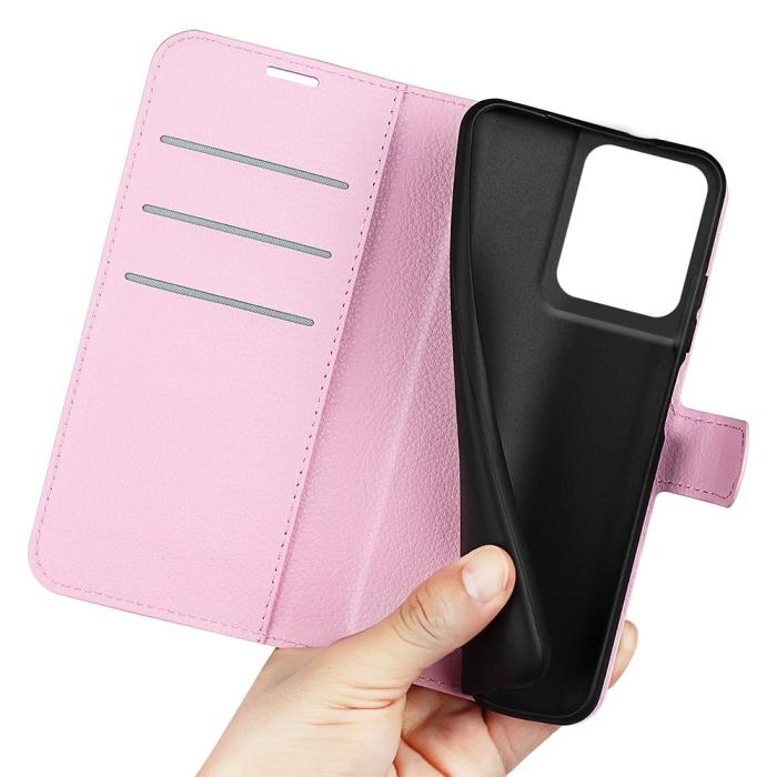 Bild 4, Motorola Edge 50 Pro 5G Litchi Läder Fodral Ljus Rosa