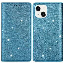 iPhone 15 Plus Fodral Flip Glitter Blå