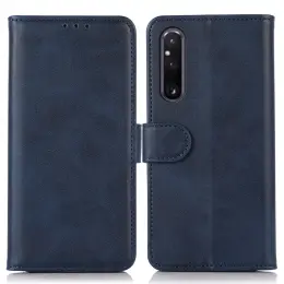 Sony Xperia 1 V Fodral Solid Läder Blå