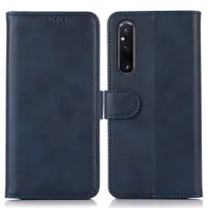 Sony Xperia 1 V Fodral Solid L&auml;der Bl&aring;