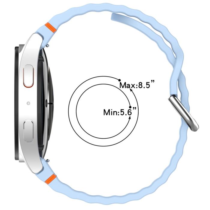 Bild 6, Galaxy Watch 5/5 Pro/6/7/FE Armband Silikon Wave Design Vit