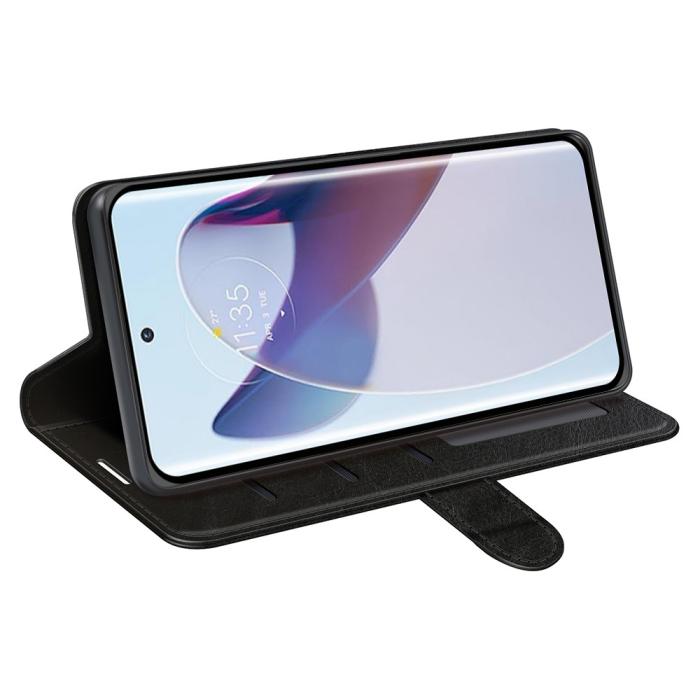 Bild 3, Motorola Edge 30 Ultra 5G Fodral Crazy Horse Läder Svart
