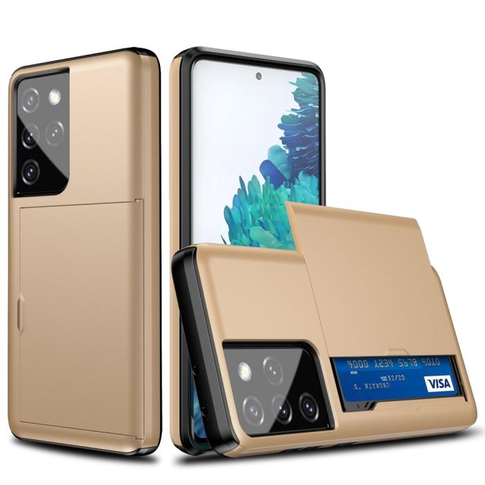 Bild 1, Samsung Galaxy S21 Ultra - Hybrid Skal Med Kortfack - Guld