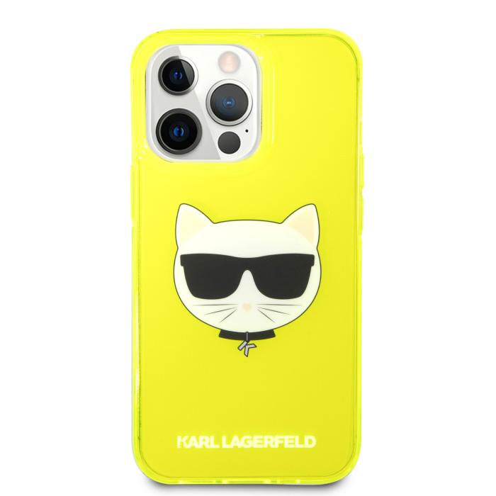 Bild 2, Karl Lagerfeld iPhone 13 Pro Skal TPU Choupette Fluorescent Gul