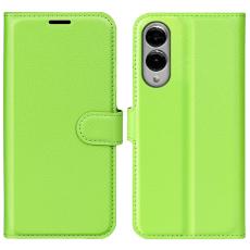 Samsung Galaxy S25 Edge Fodral Litchi L&auml;der Gr&ouml;n