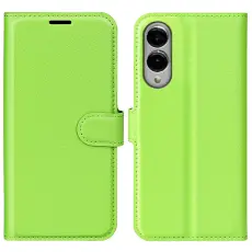 Samsung Galaxy S25 Edge Fodral Litchi L&auml;der Gr&ouml;n