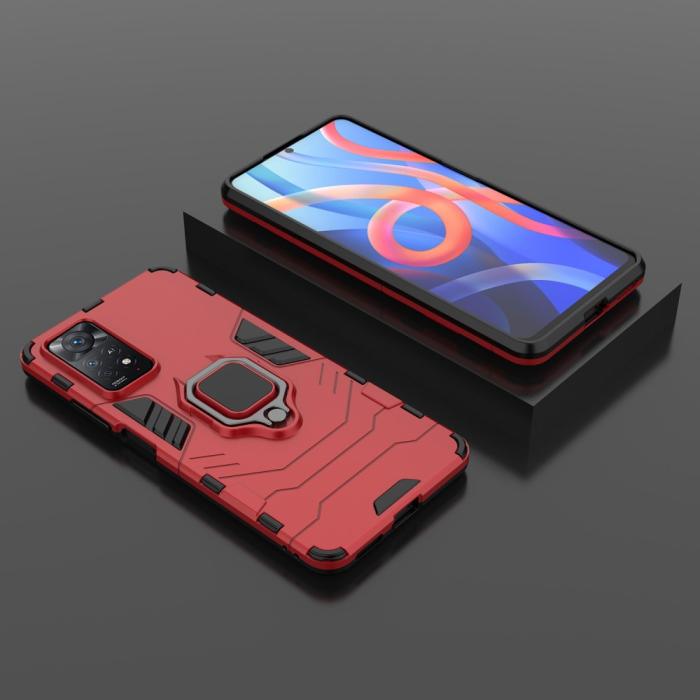 Bild 5, Xiaomi Redmi Note 11 Pro 5G Skal Armor Hybrid Ring Röd