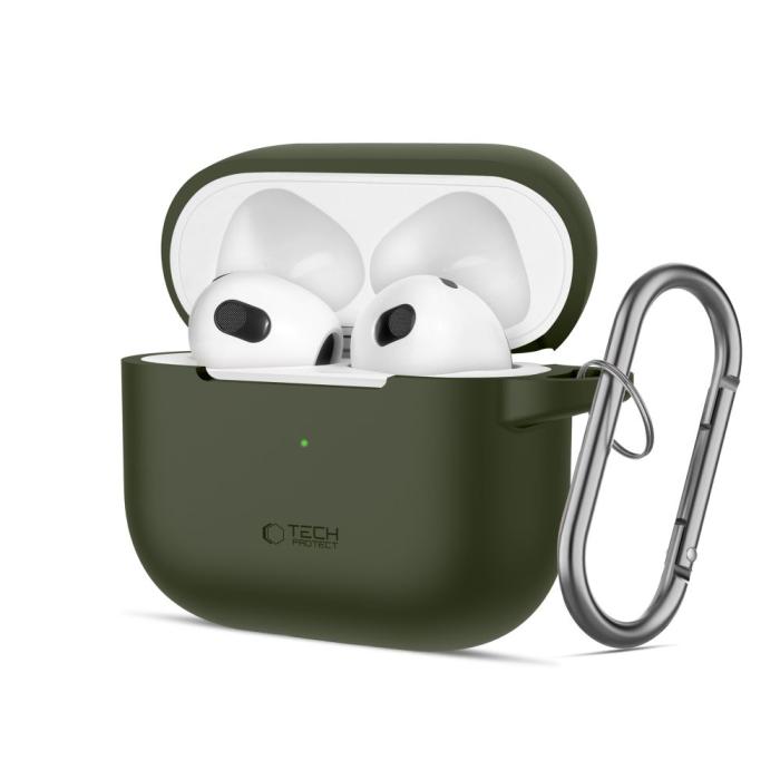 Bild 1, Tech-Protect AirPods 3 Skal Silikon Hook Olive Green