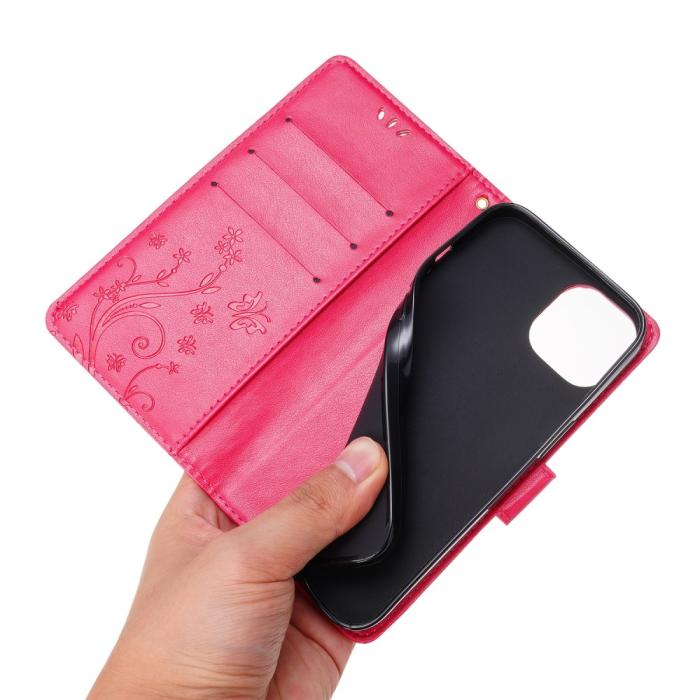 Bild 5, iPhone 15 Fodral Med Blommigt Tryck Röd/Rosa