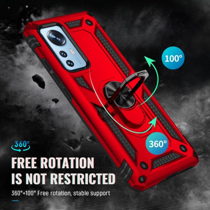 Bild 3, Xiaomi 12 Pro Skal Ring Hybrid Armor Röd