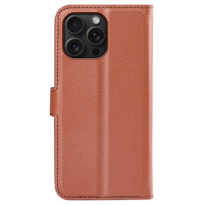 Bild 6, iPhone 16 Pro Fodral Litchi Läder Brun