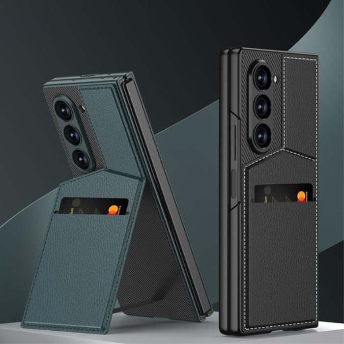 Bild 5, GKK Galaxy Z Fold 6 Skal Med Korthållare Läder Svart