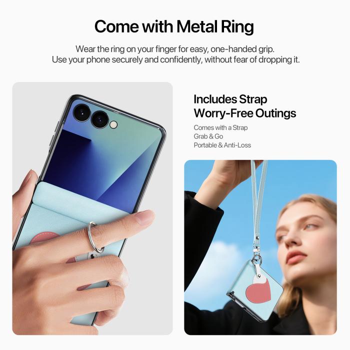 Bild 4, DUX DUCIS Samsung Galaxy Z Flip 8 Skal PU-Läder Hjärta