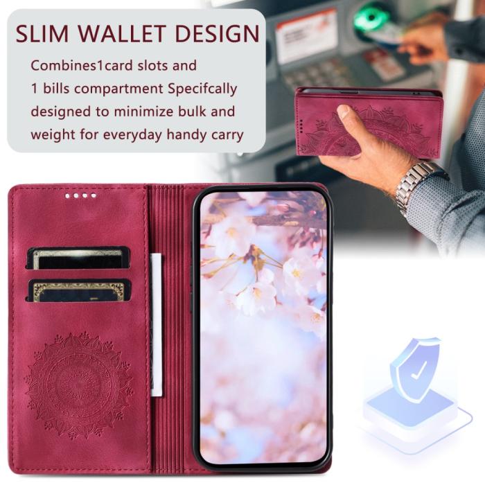 Bild 5, iPhone 17e / 16e Fodral Flip Mandala Läder Rosa