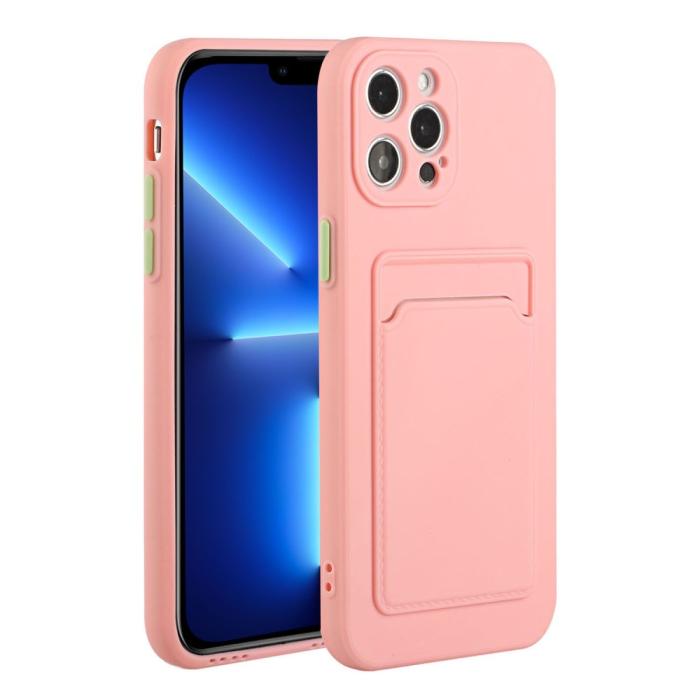 Bild 1, iPhone 13 Pro Skal Med Kortfack Ljus Rosa