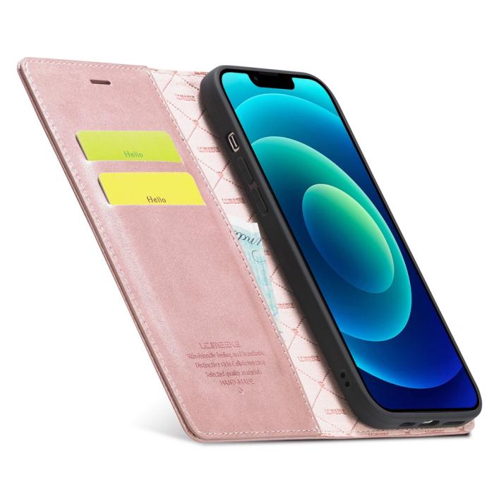 Bild 2, LC.IMEEKE iPhone 15 Plus Fodral Flip Läder Roséguld