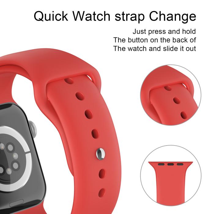 Bild 4, Apple Watch 38/40/41 mm Silikon Armband (S/M) Röd