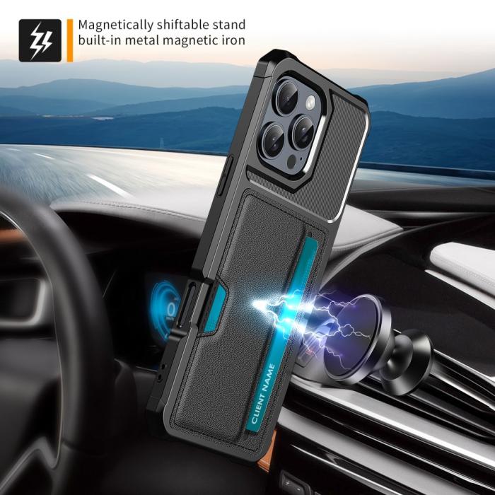 Bild 5, iPhone 16 Pro Skal Med Kortfack Läder Svart