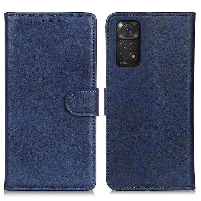 Bild 1, Xiaomi Redmi Note 11 4G Fodral Solid Läder Blå