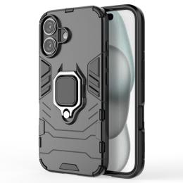 iPhone 16 Skal Hybrid Ring Armor Svart