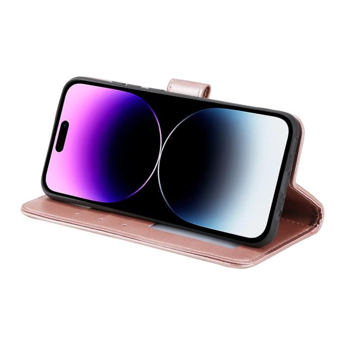 Bild 3, iPhone 16 Fodral Mandala Läder Roséguld