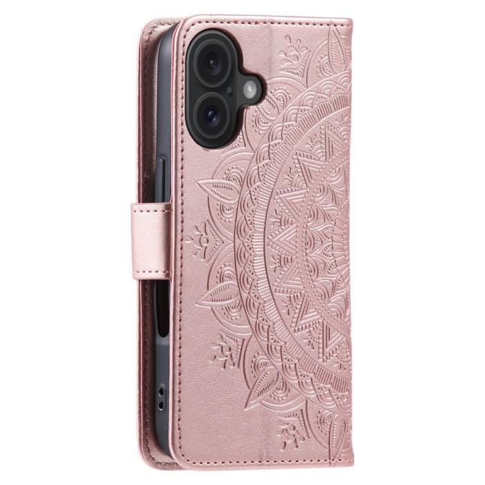 Bild 6, iPhone 16 Fodral Mandala Läder Roséguld