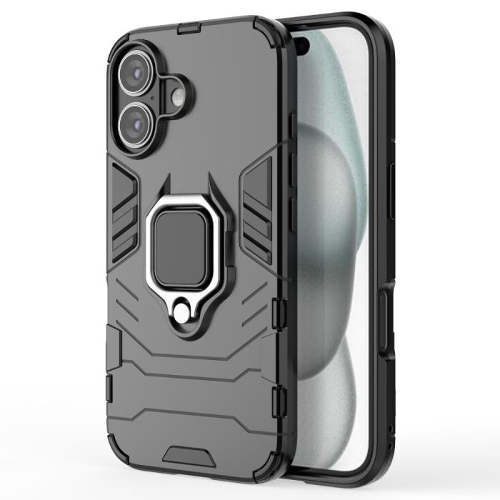 Bild 1, iPhone 16 Skal Hybrid Ring Armor Svart