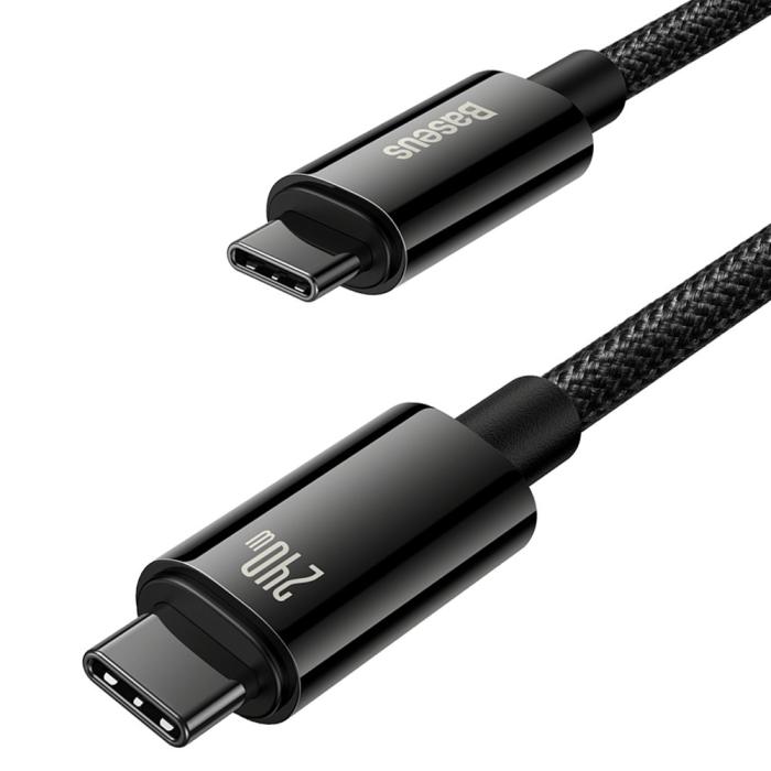 Bild 1, Baseus 1m 240W USB-C - USB-C Kabel Tungsten Gold Series Svart