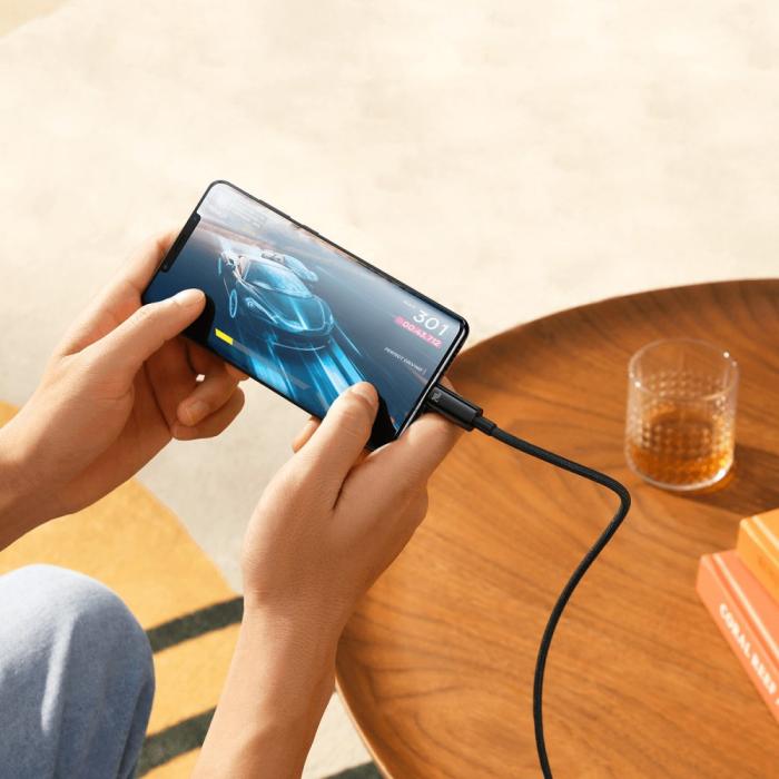 Bild 6, Baseus 1m 240W USB-C - USB-C Kabel Tungsten Gold Series Svart