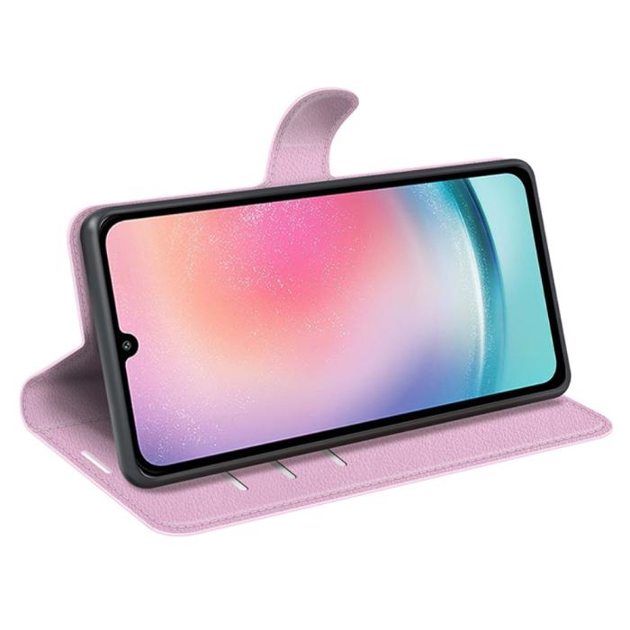 Bild 3, Samsung Galaxy A25 5G Fodral Litchi Läder Ljus Rosa