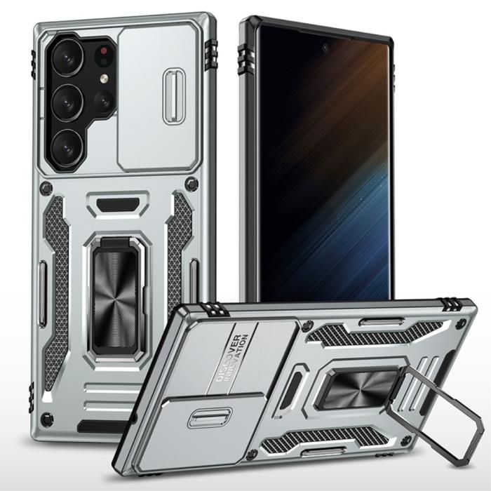 Bild 1, Samsung Galaxy S23 Ultra Skal Hybrid Ring Armor Grå