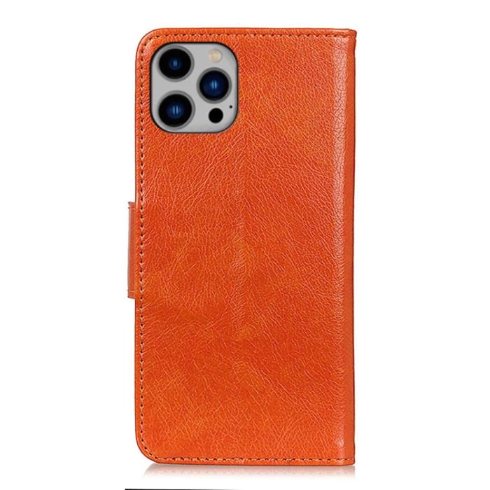 Bild 3, iPhone 15 Pro Fodral Läder Nappa Textur Orange