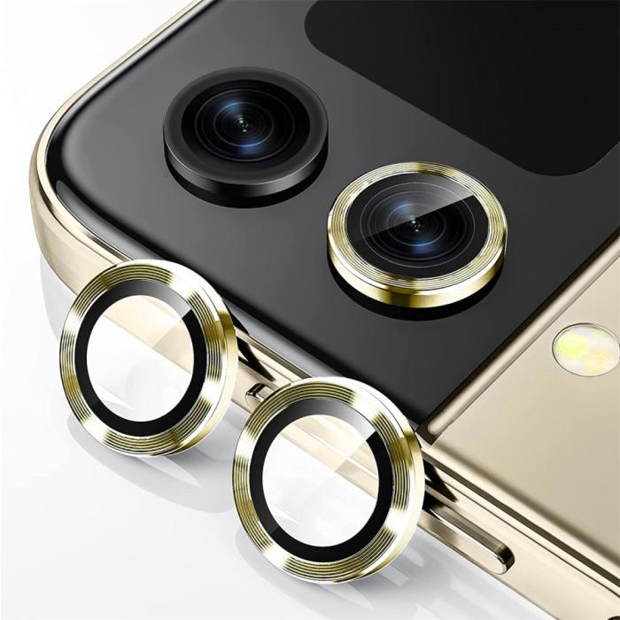 Bild 1, ENKAY Galaxy Z Flip 5 Linsskydd Aluminium Härdat Glas Guld