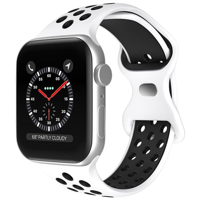 Bild 2, Sportarmband Dual-Color Apple Watch 42/44/45/49 mm (M/L) Vit/Svart