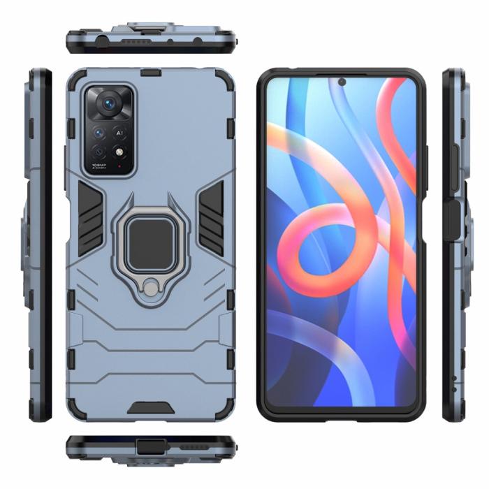 Bild 6, Xiaomi Redmi Note 11 Pro 5G Skal Armor Hybrid Ring Blå