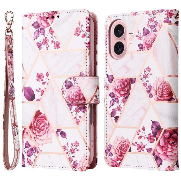 Bild 1, iPhone 16 Fodral Tryck Med Marmor Rosa