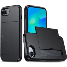 iPhone 17e / 16e Skal Hybrid Med Kortfack Svart