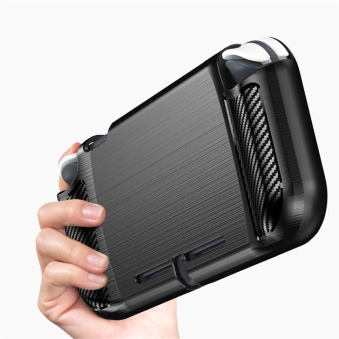 Bild 6, Nintendo Switch Lite Skal Kolfibertextur TPU Röd