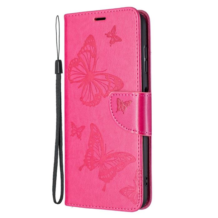 Bild 4, Nokia G10 / G20 Fodral Tryckt Butterfly Läder Rosa