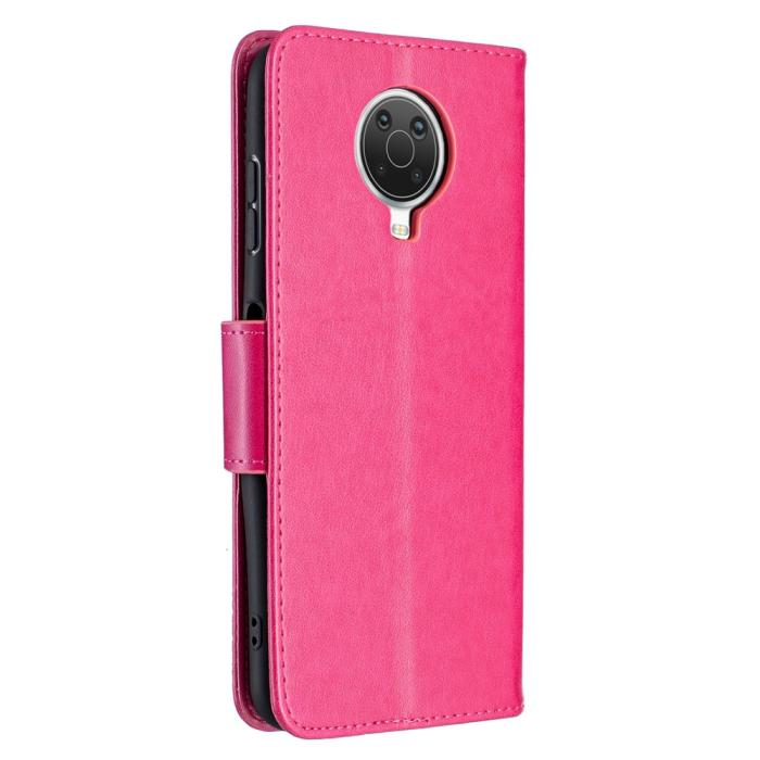 Bild 5, Nokia G10 / G20 Fodral Tryckt Butterfly Läder Rosa