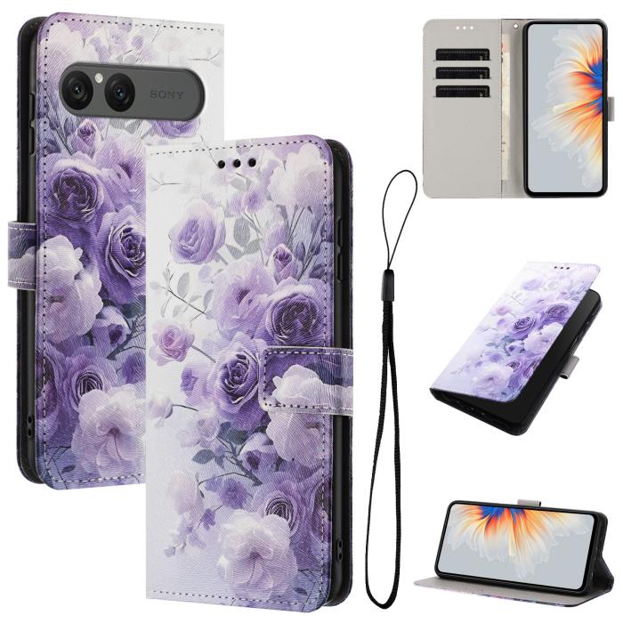 Bild 2, Sony Xperia 10 VII Fodral Med Tryck Lila Rosor