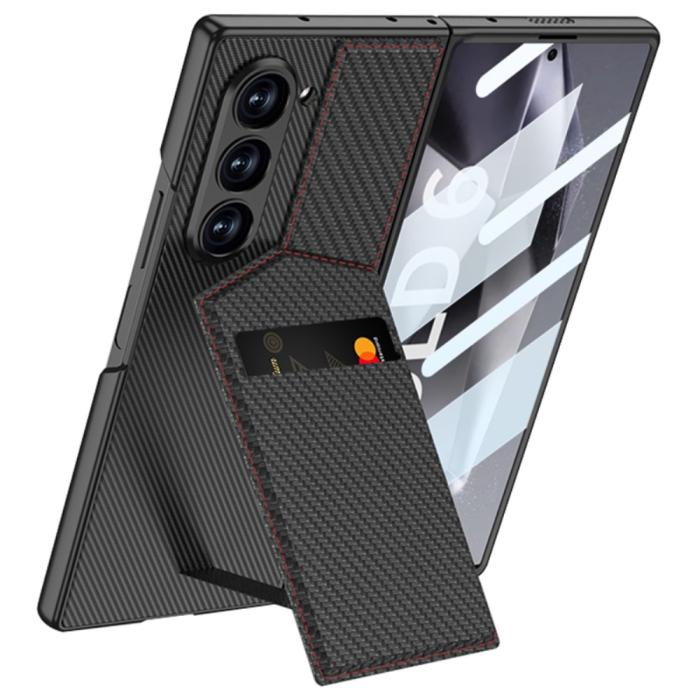 Bild 1, GKK Galaxy Z Fold 6 Skal Kickstand Med Korthållare Kolfiber Svart