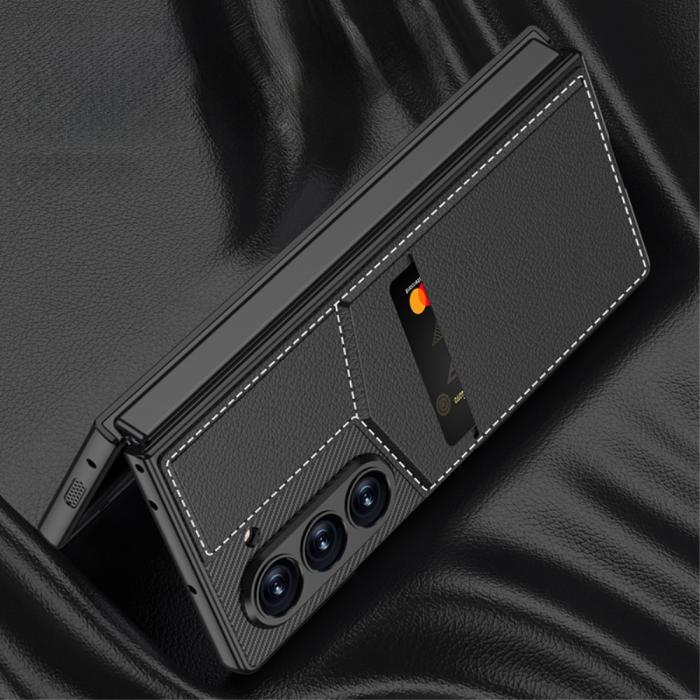 Bild 3, GKK Galaxy Z Fold 6 Skal Kickstand Med Korthållare Kolfiber Svart