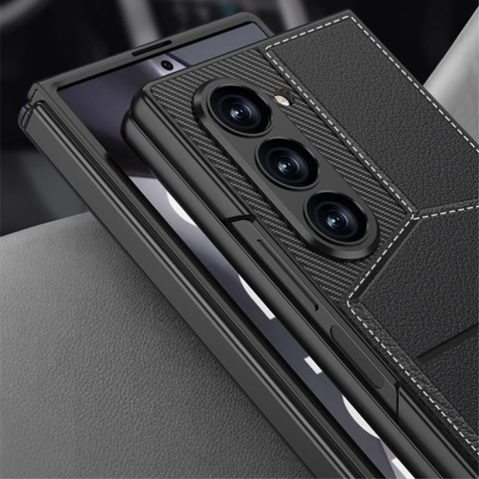 Bild 5, GKK Galaxy Z Fold 6 Skal Kickstand Med Korthållare Kolfiber Svart