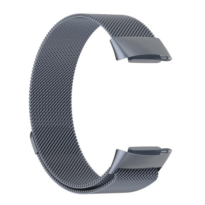 Bild 1, Fitbit Charge 6 / 5 Metall Armband Milanese Loop Grå
