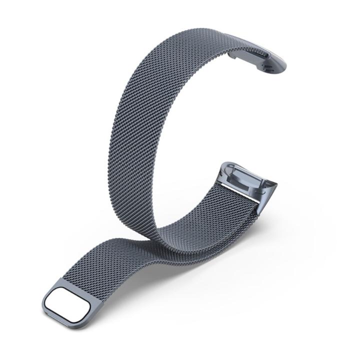 Bild 2, Fitbit Charge 6 / 5 Metall Armband Milanese Loop Grå