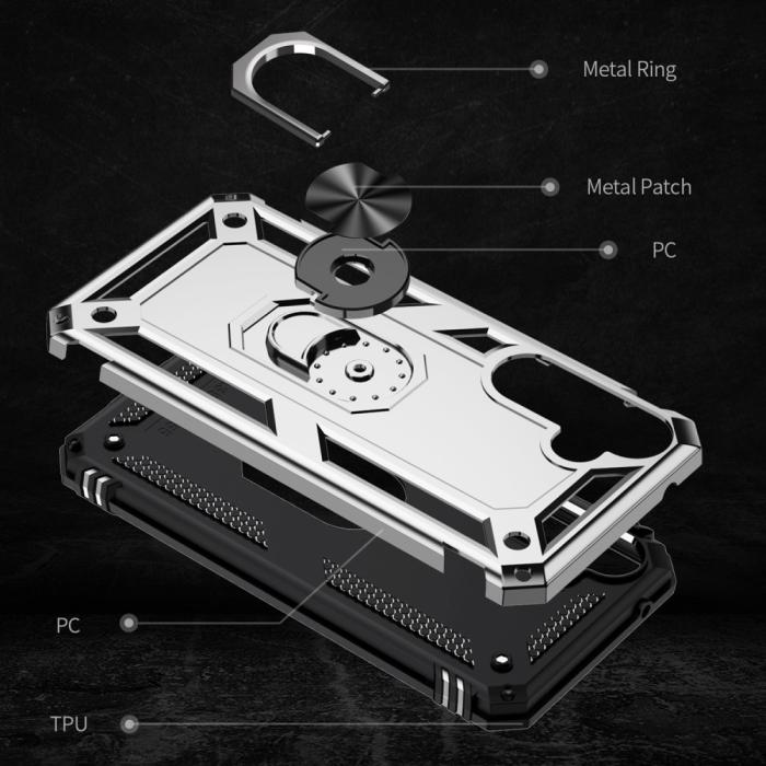 Bild 2, Samsung Galaxy A55 5G Skal Ring Armor Hybrid Silver