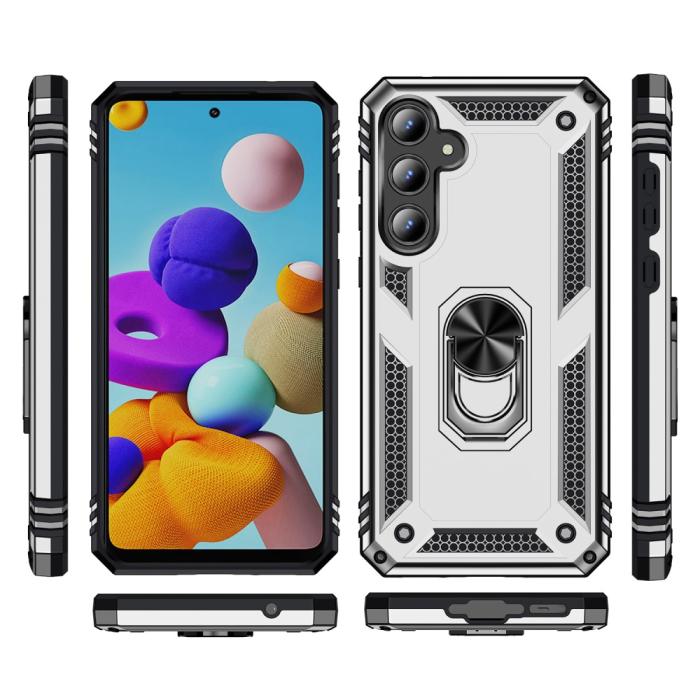 Bild 6, Samsung Galaxy A55 5G Skal Ring Armor Hybrid Silver